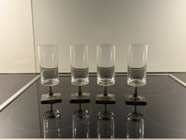4 hohe Trinkgläser brauner Fuss G. Jensen Rosenthal "Berlin"