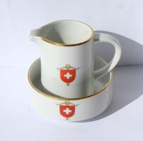 Langenthal Porzellan Rahmkrug + Schale Armbrust + CH Wappen