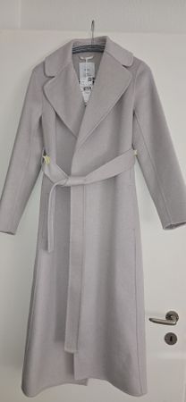Zara Mantel grau/beige mit Bindegürtel Grösse XXS neuwertig