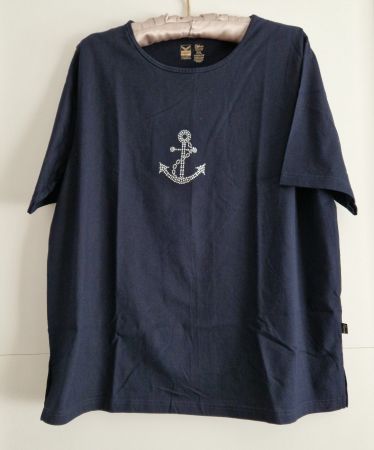 TRIGEMA Deluxe Shirt dunkelbl. m. Anker Glitzerstein Gr.XXL