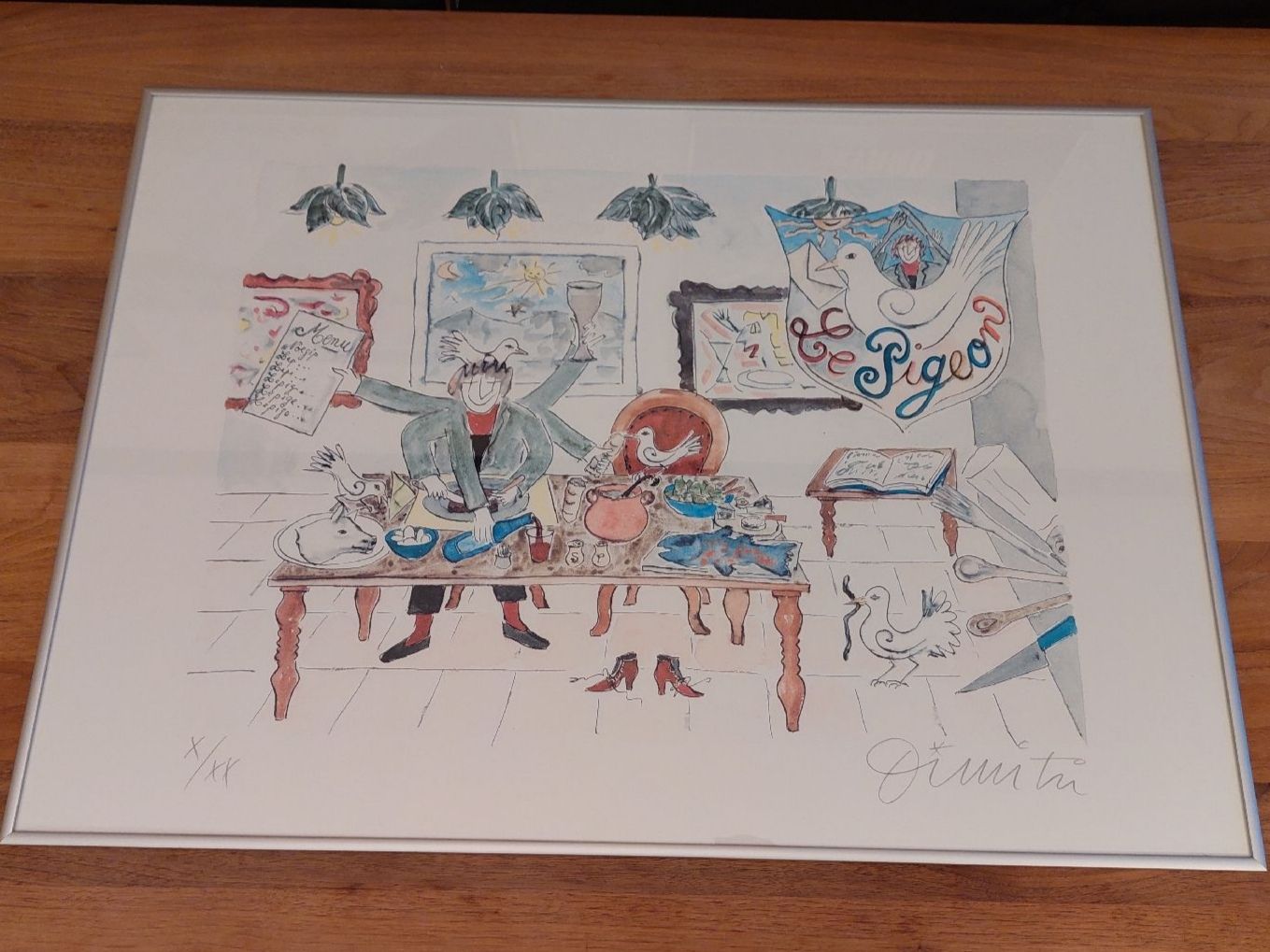 Grafiken & Lithographien: Signierte Original-Lithographie von Dimitri, gerahmt. – Gebraucht aus Brunnen von Livianda