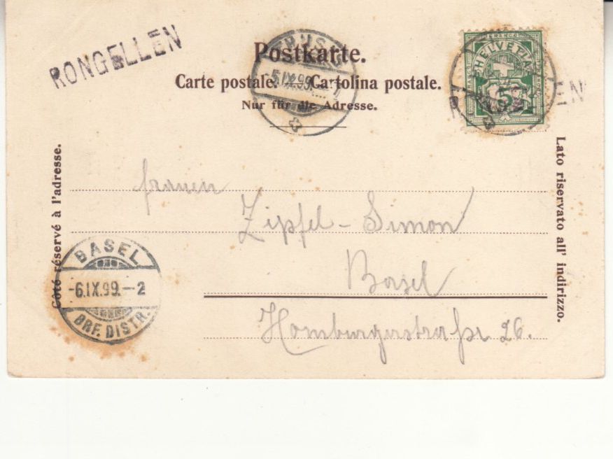 Cartoline postali: Via Mala 1899 mit Stabstempel Rongellen – Usato da Bürglen TG venduto da StampGraf 1