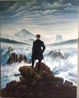 Handgemalte Öl-Gemäldekopie Der Wanderer über dem Nebelmeer