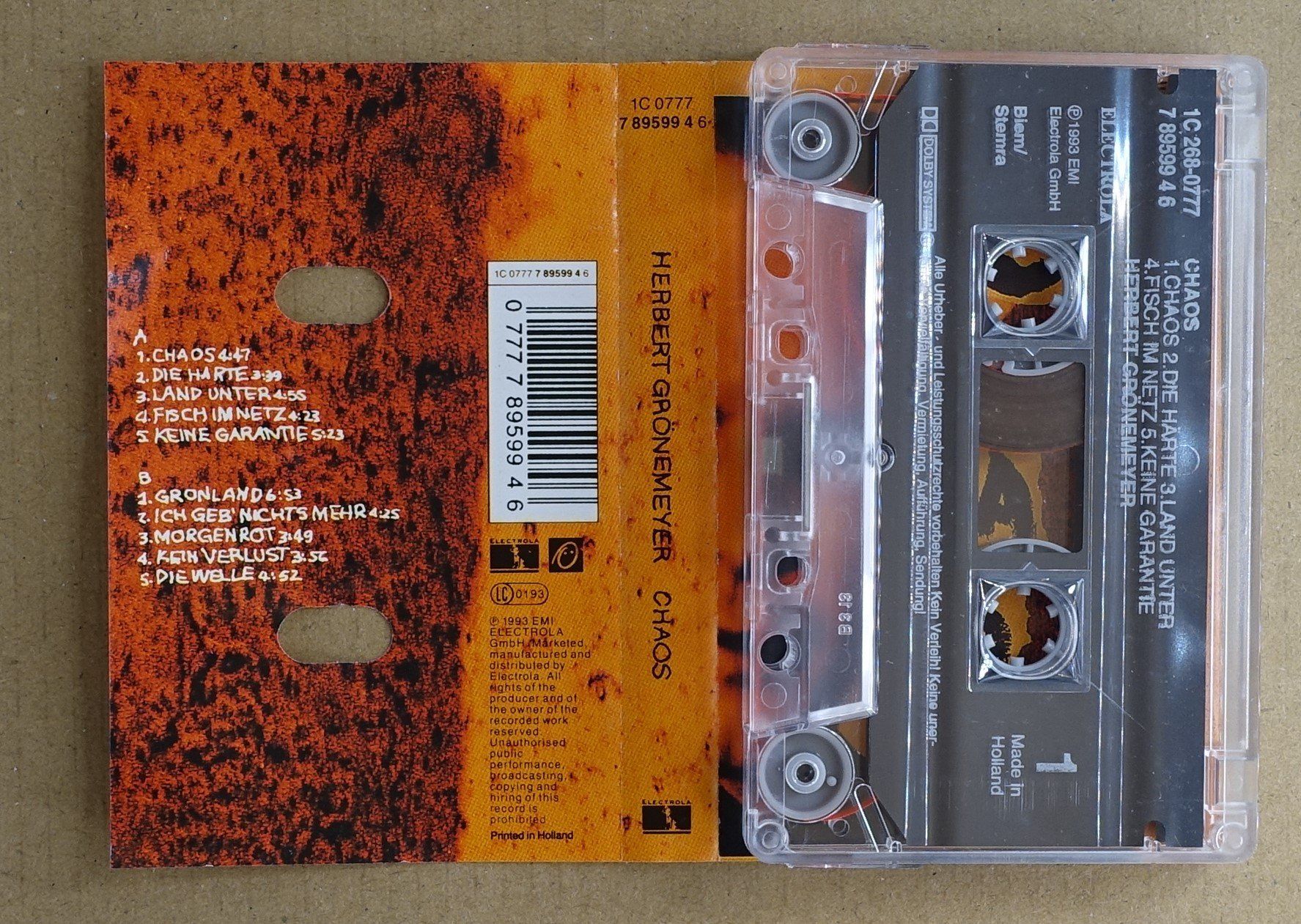 Musicassette: Herbert Grönemeyer – Chaos – Usato da Sessa venduto da discoverymedia 1