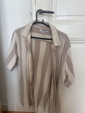 Chemise à rayures beige/crème taille L, légère pour l'été ☀️