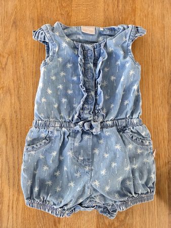 Strampler aus Jeans, Overall Palme, Gr. 56, Newborn