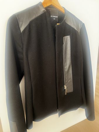 Uli Schneider Wolljacke Gr. 36 Leder schwarz