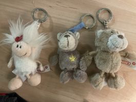 3 süsse Nici Plüsch Schlüsselanhänger, Top Zustand!