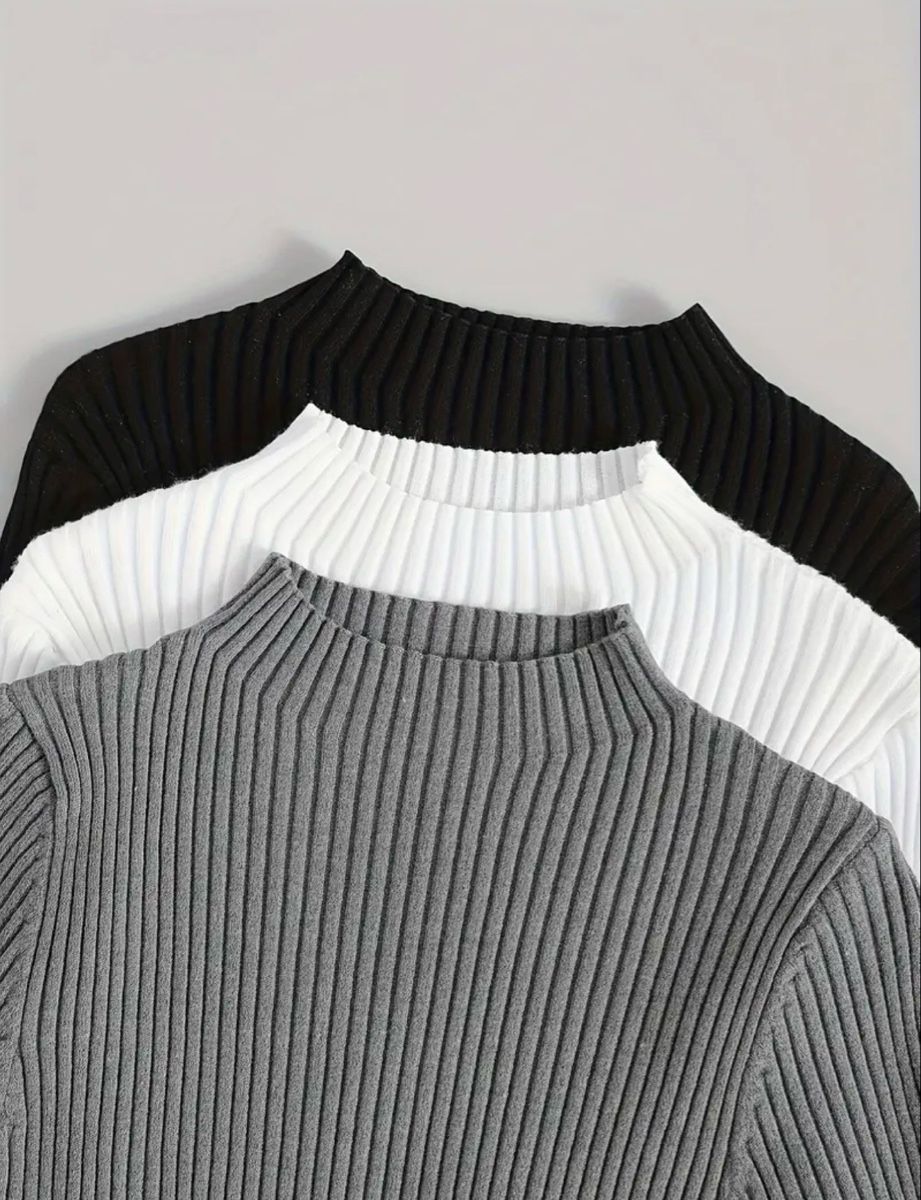 Pulls & Sweat-shirts: 3tlg. Retro-Pullover gerippt, dehnbar – Neuf (Voir description) à Salenstein par Silly...0