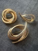 Vintage Broschen Set, goldfarben, 3 Stück, Top Zustand