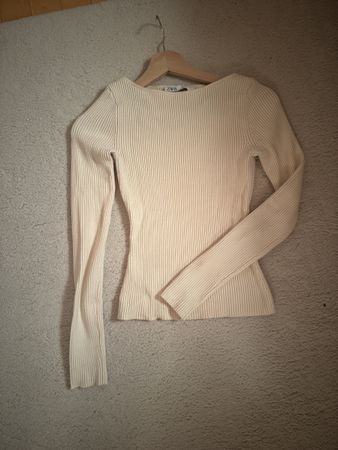 Damen Pullover Zara Beige Grösse S Rippstrick guter Zustand