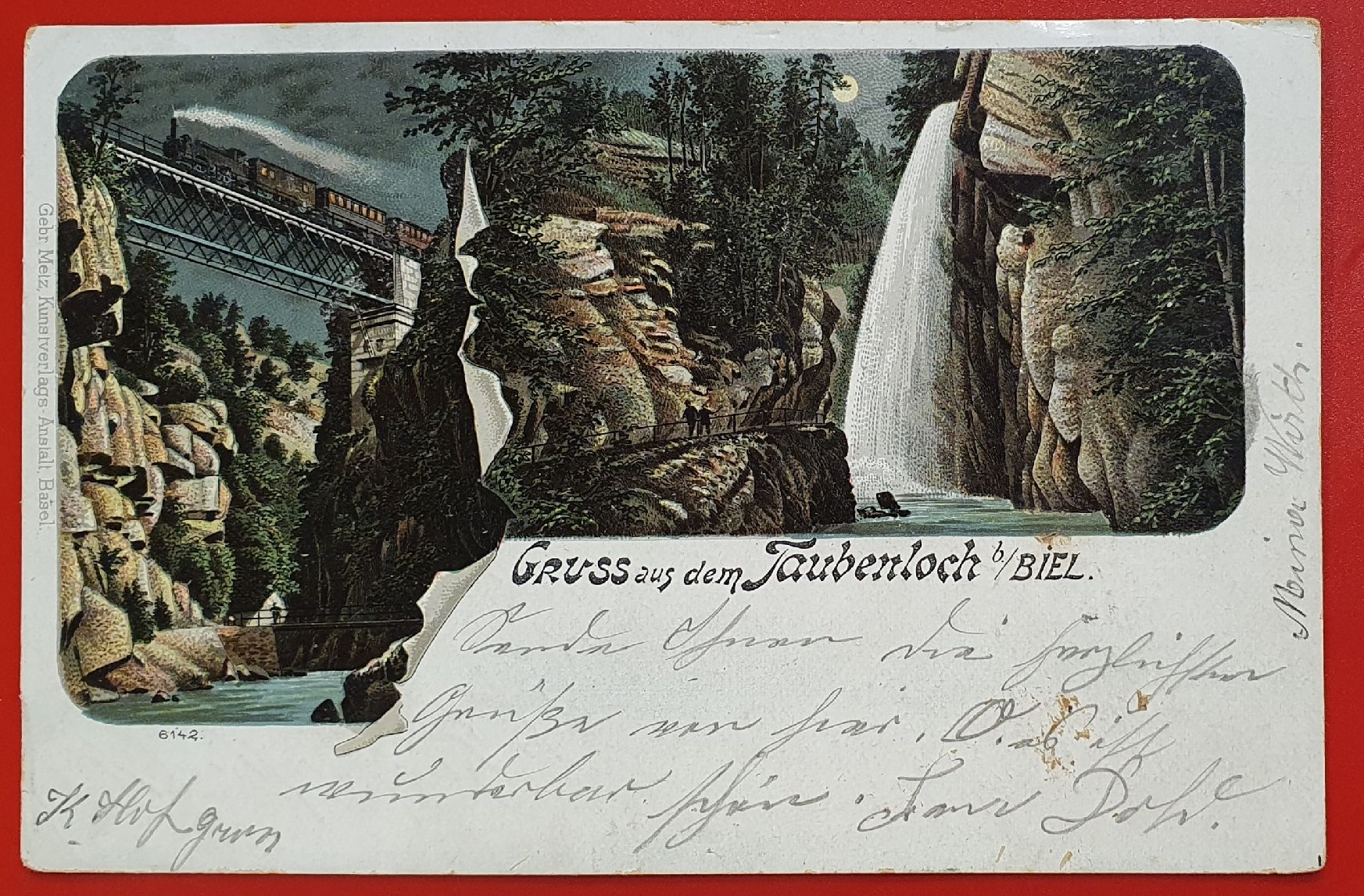Cartoline postali: Gruss aus Taubenloch/Biel, 1902 – Usato da Kreuzlingen venduto da Rschweiz1
