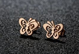 OHRSTECKER, *SCHMETTERLING*, ROSEFARBEN, EDELSTAHL NEU