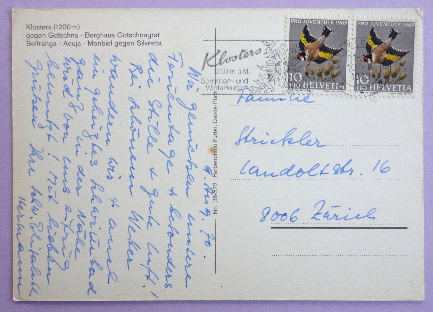 Cartoline postali: Klosters (1200 m) – Usato da Fétigny venduto da Billy2miny 1