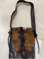Vintage Ledertasche mit Fell, Handarbeit, Unikat!