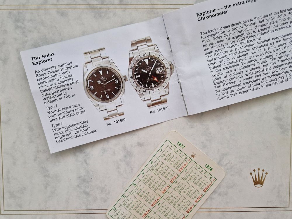 Rolex Explorer Booklet 70er mit Kalender 1016 1655  Kaufen auf Ricardo