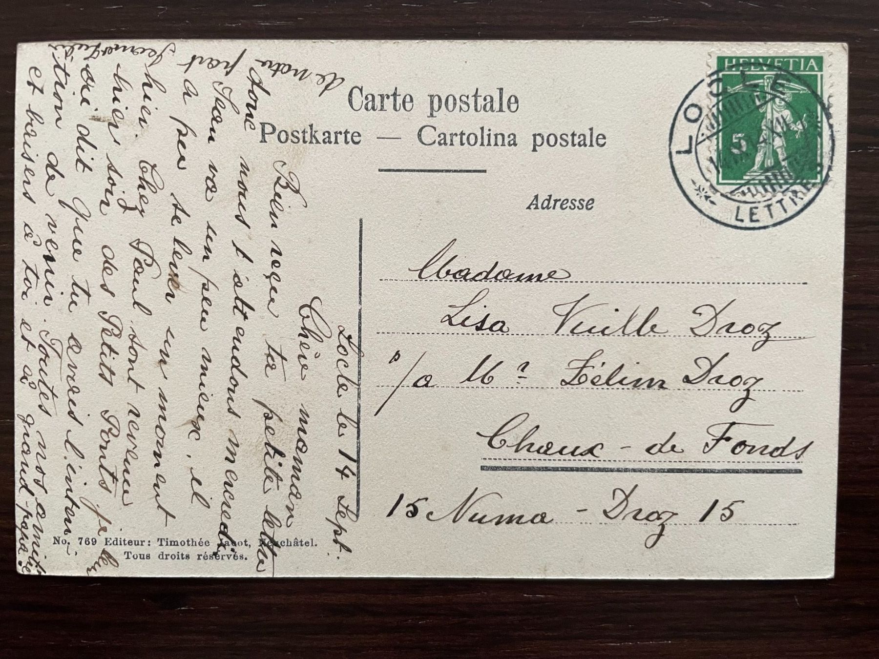 Cartoline postali: LE LOCLE Le Sapin, animée, 1914 – Usato da Wald ZH venduto da TLILEF 1