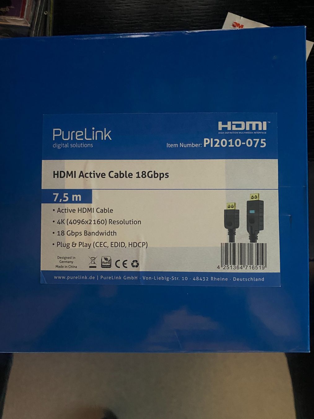 Cavi: Câble HDMI Active PureLink 7,5m - Qualité 4K/18Gbps 50 neuf – Nuovo e nell'imballaggio originale da Cudrefin venduto da HIFIFAN