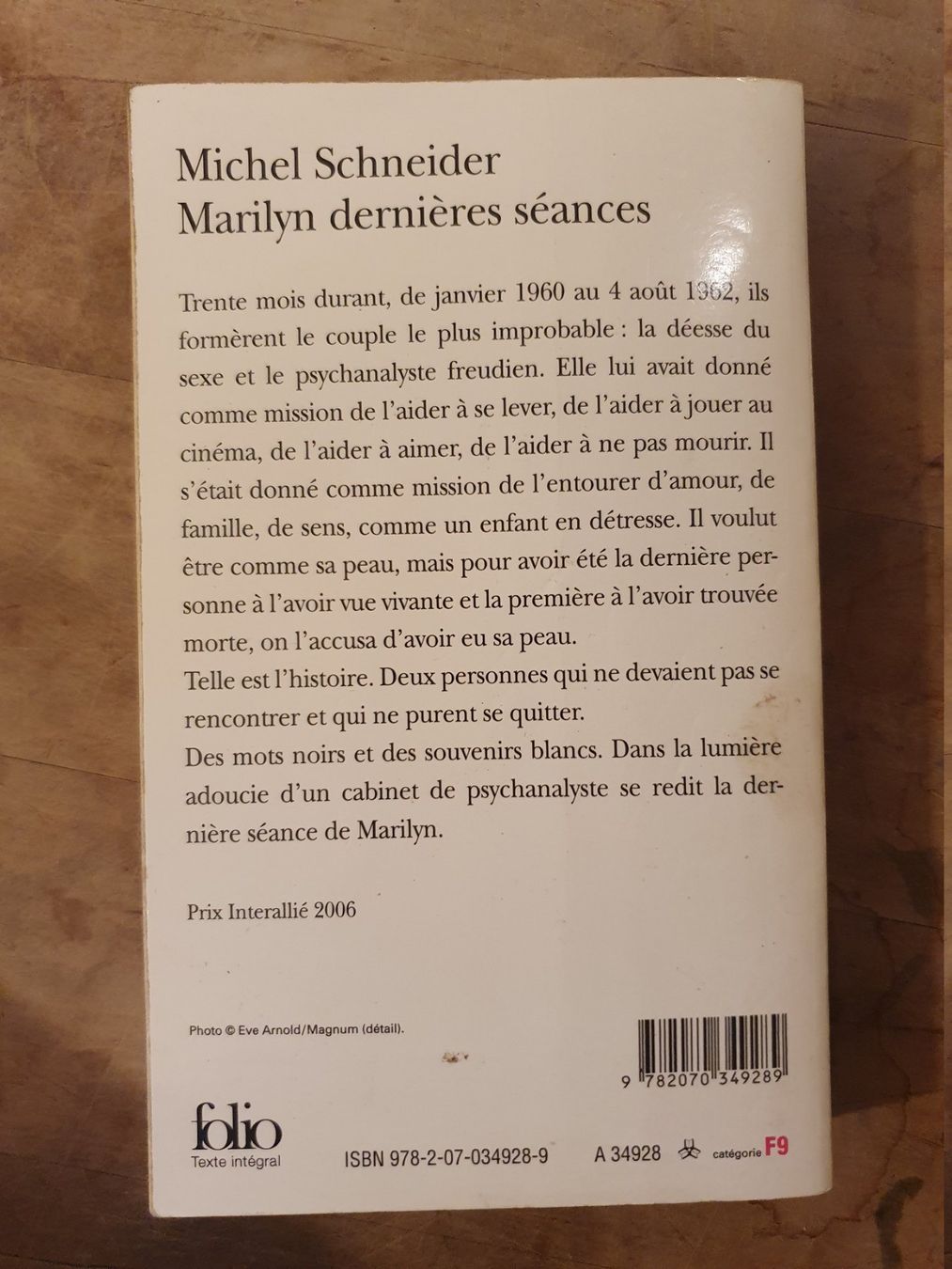 Libri: Marilyn derniéres séances Michel Schneider Folio – Usato da Zürich venduto da loosebone 1