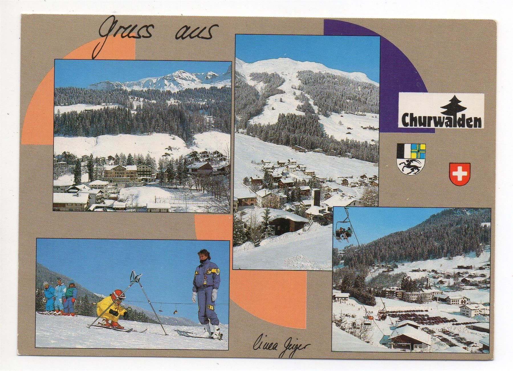 Cartes postales: Gruss aus CHURWALDEN Skifahrer – D'occasion à Jona par philajona