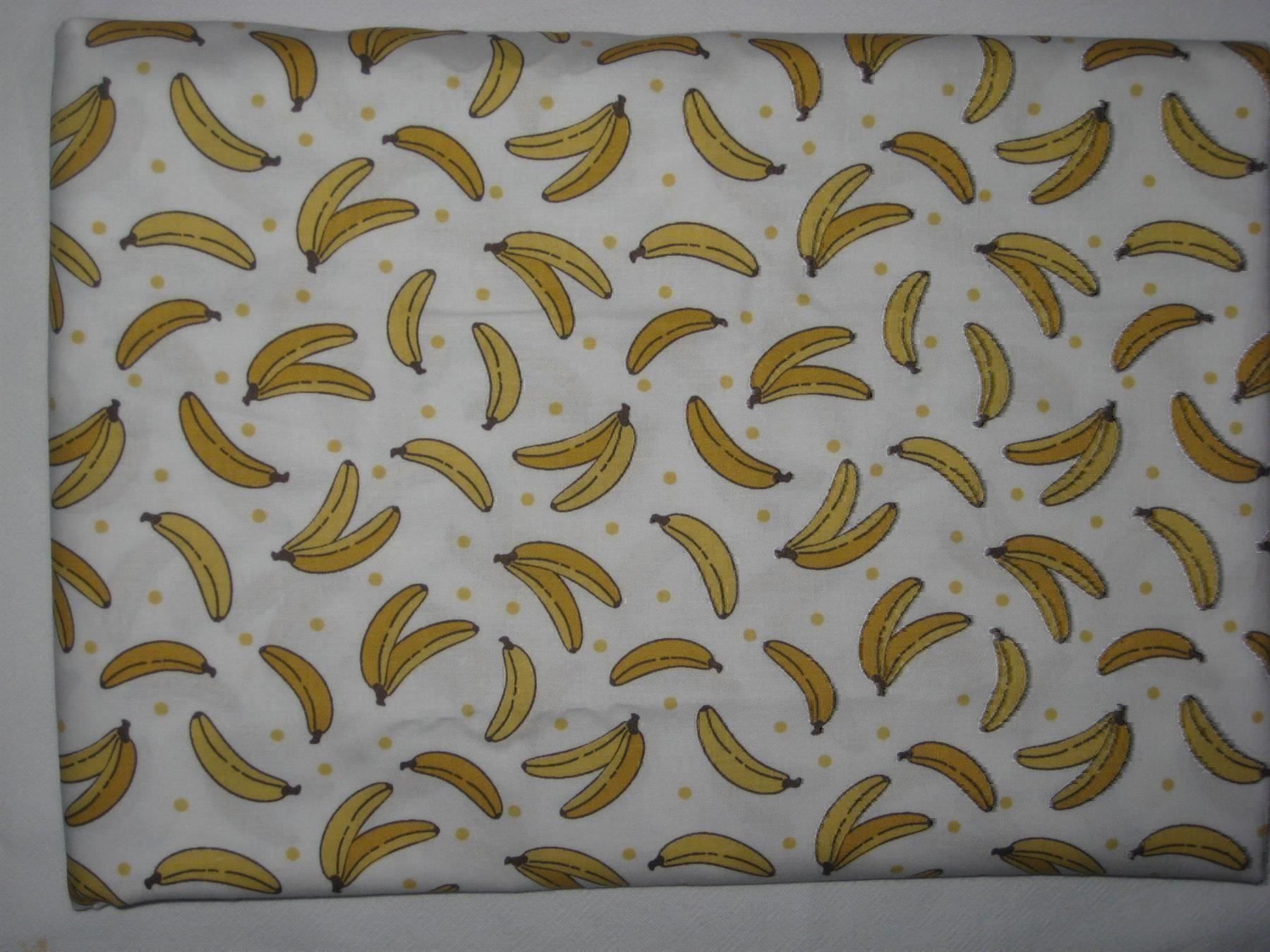 Tessuti: Baumwollstoff weiss mit Bananen – Nuovo e nell'imballaggio originale da Füllinsdorf venduto da Schlupp