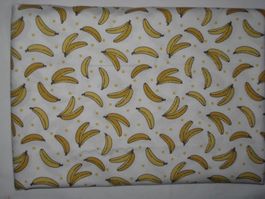 Baumwollstoff weiss mit Bananen
