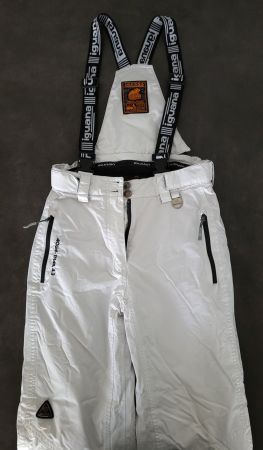 Iguana Skihose Kinder, Weiss mit Trägern (Gr. 164)