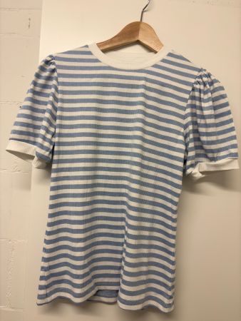 Ripp-TShirt blau-weiss gestreift, Gr. L