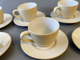 Vintage Espressotassen-Set, Creme, 5 komplett+Untertasse