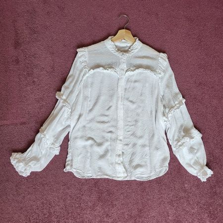 Rüschen-Bluse weiss Gr. 40
