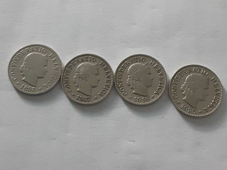 Tutti le monete: 5Rp. 1898,1907,1919,1925 – Usato da Hofstetten SO venduto da wer_52gh