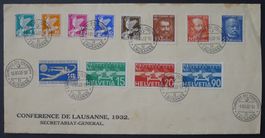 1932, Kombibrief, Nr. 185-190, 191-193 + Flugpost F16-F18