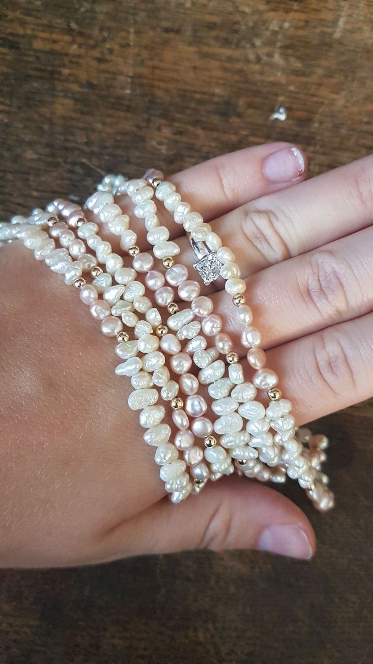 Ketten: Biwa Perlenkette mit echten Goldkugeln – Neu (gemäss Beschreibung) aus Unterägeri von Altgoldschmuck 6