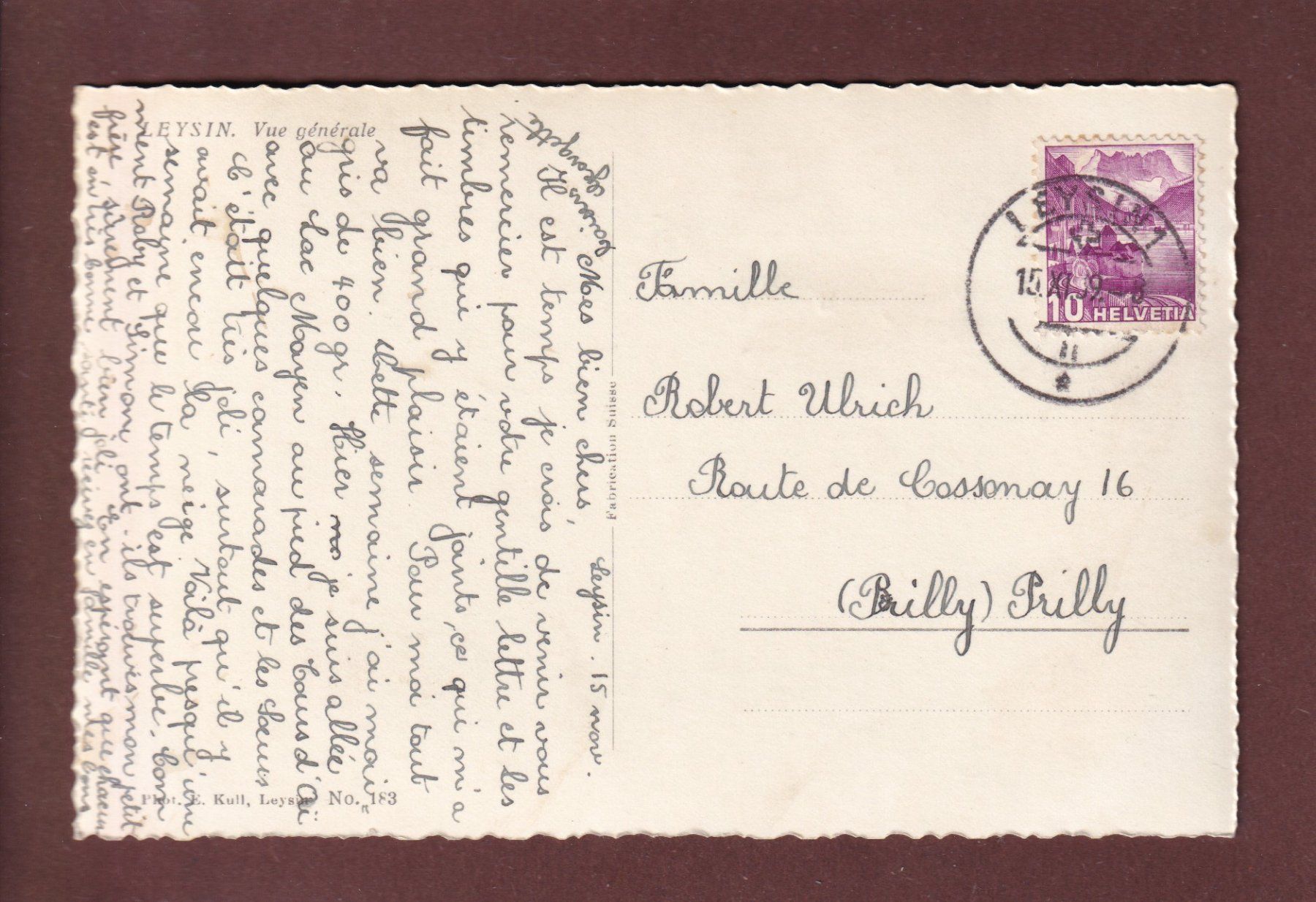 Cartoline postali: LEYSIN - 1939 – Usato da Pully venduto da nicecards 1