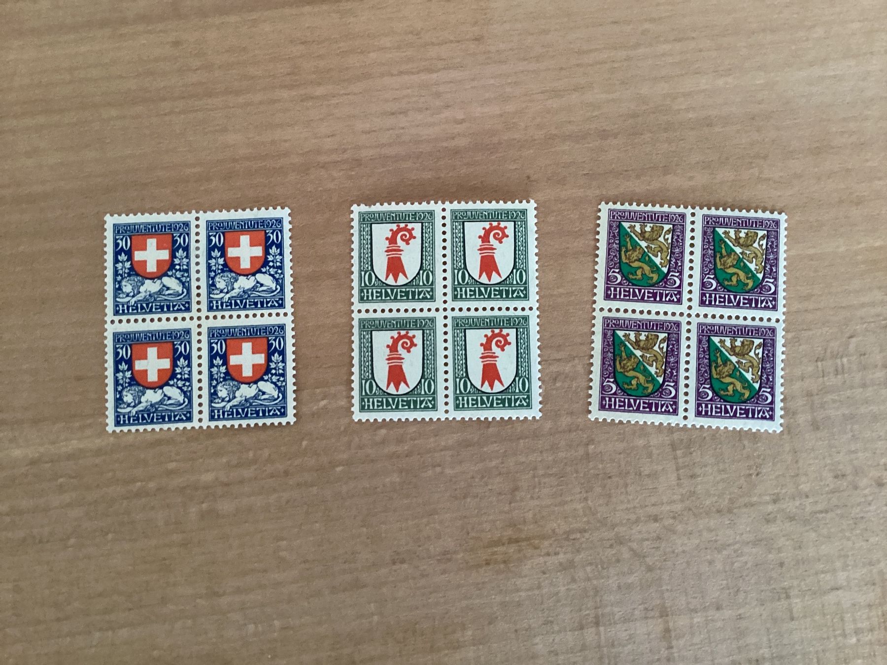 Tutti i francobolli: Alte Schweizer Briefmarken Pro Juventute viererblock – Usato da Reinach BL venduto da andreas_mueller