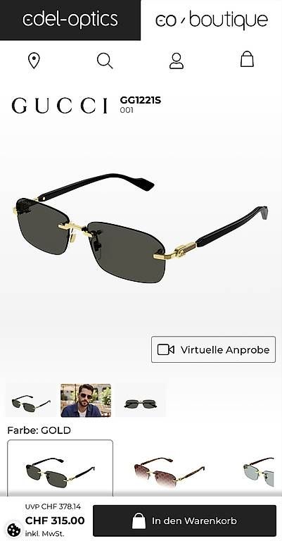 Brillen & Gläser: Gucci Sonnenbrille  Neu & ungeöffnet – Gebraucht aus Embrach von TRAVICHANDRAN