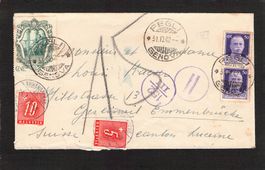 Zensurbrief Genua - Emmenbrücke mit Nachporto , 31.12.1942