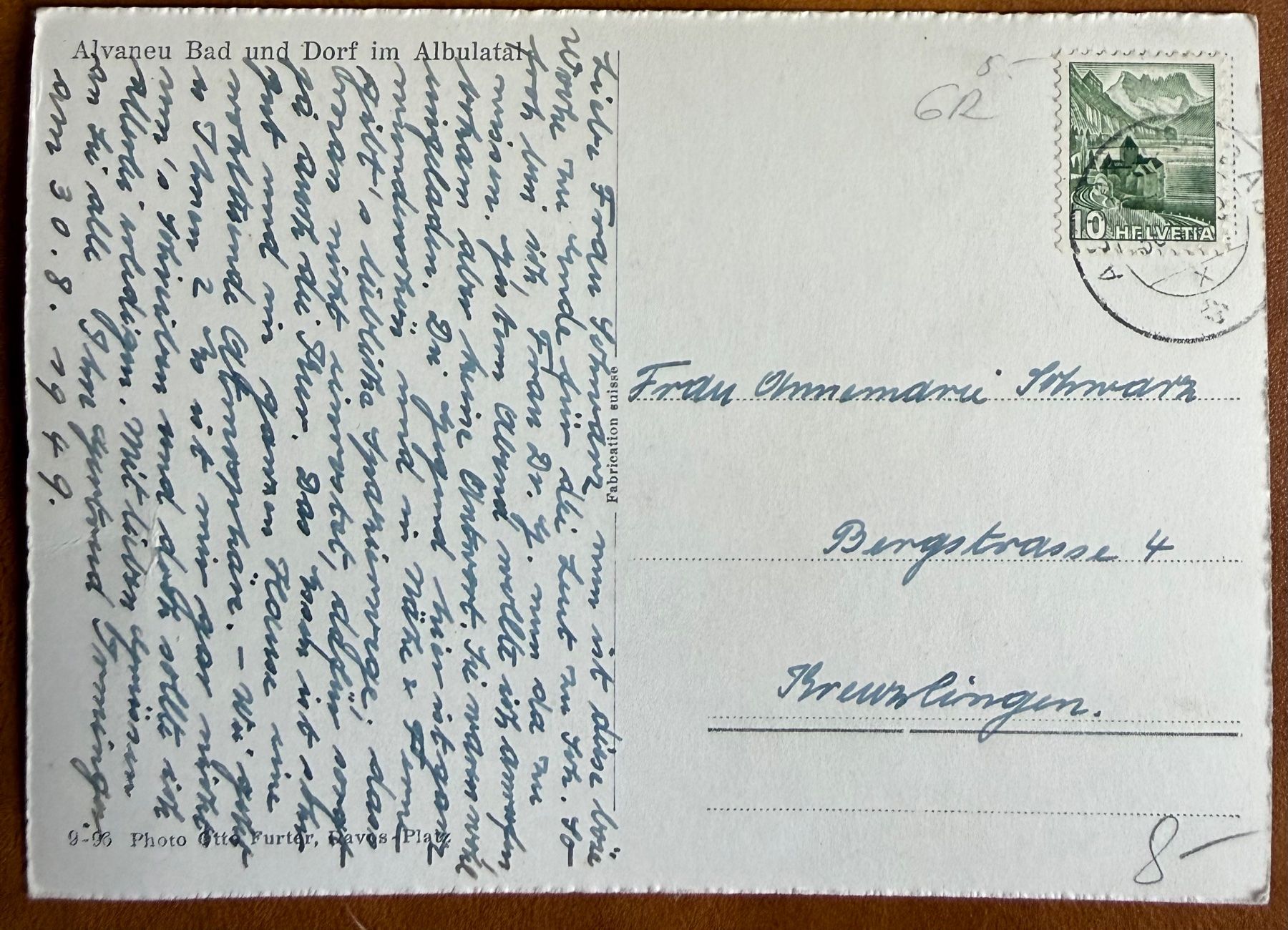 Cartoline postali: Alvaneu Bad - Albulatal 1940 – Usato da Lutry venduto da Ediego 1