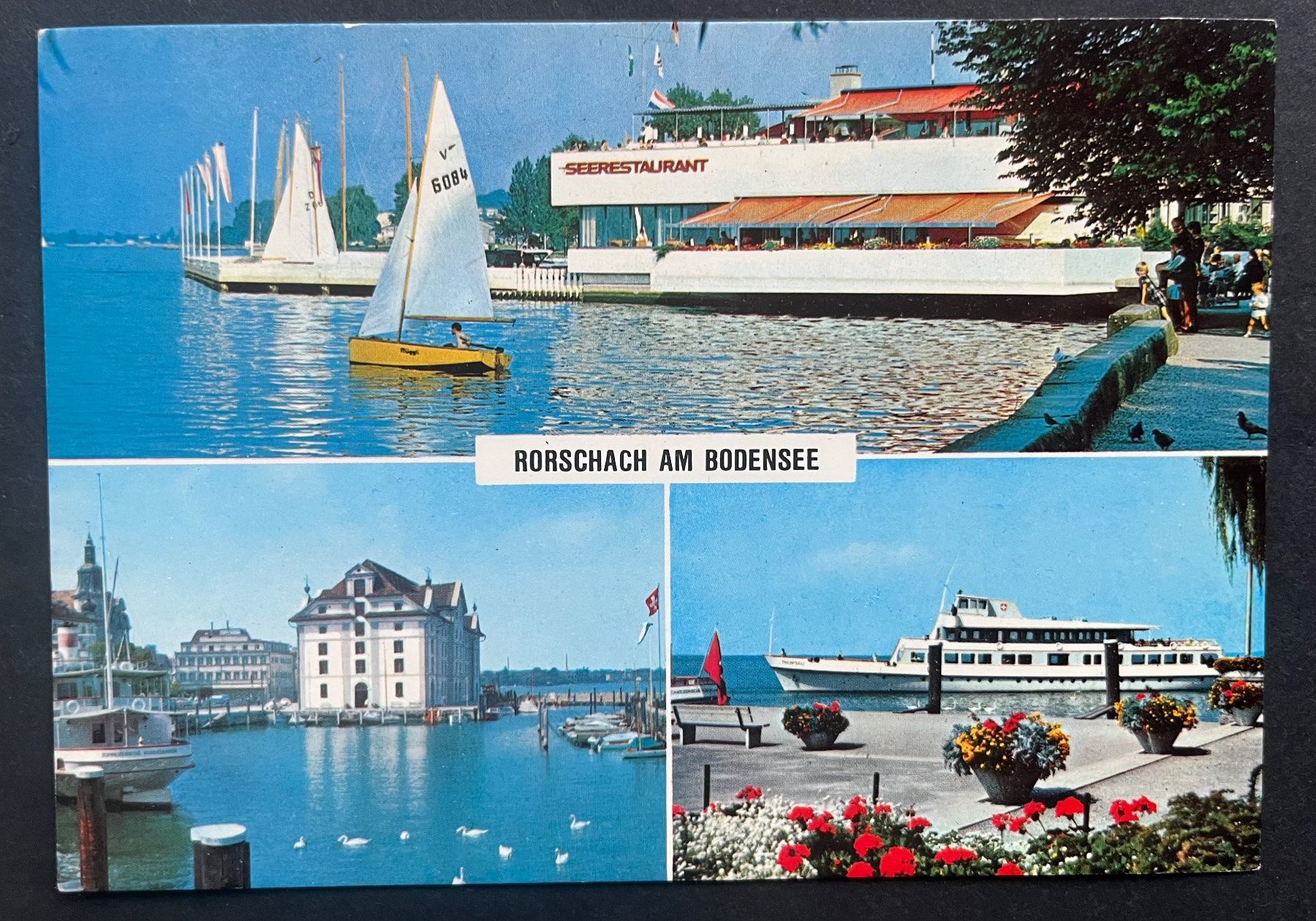 Cartoline postali: RORSCHACH AM BODENSEE, Seerestaurant, Personenschiff – Usato da Ostermundigen venduto da DaxKarten-75