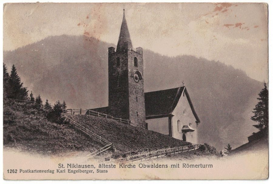 Cartes postales: St. Niklausen, älteste Kirche Obwaldens, Römerturm – D'occasion à Frauenfeld par POML