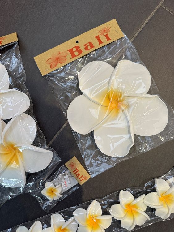25 Stück Künstliche Frangipani-Blumenhaarspangen | Weiße Plumeria 6,3cm Für Hawaii-Party, Hochzeit & Strand