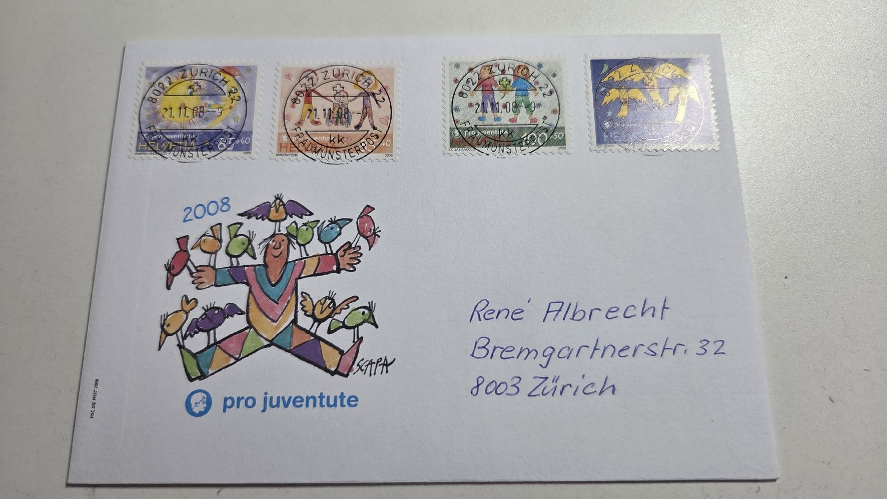 Tutti i francobolli: 2008 FDC Vollstempel Pro Juventute – Usato da Arni AG venduto da Moth68