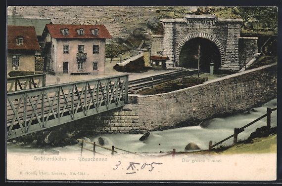 Cartoline postali: AK Goeschenen, Tunnel der Gotthardbahn – Usato da Berlin venduto da bartko-reher