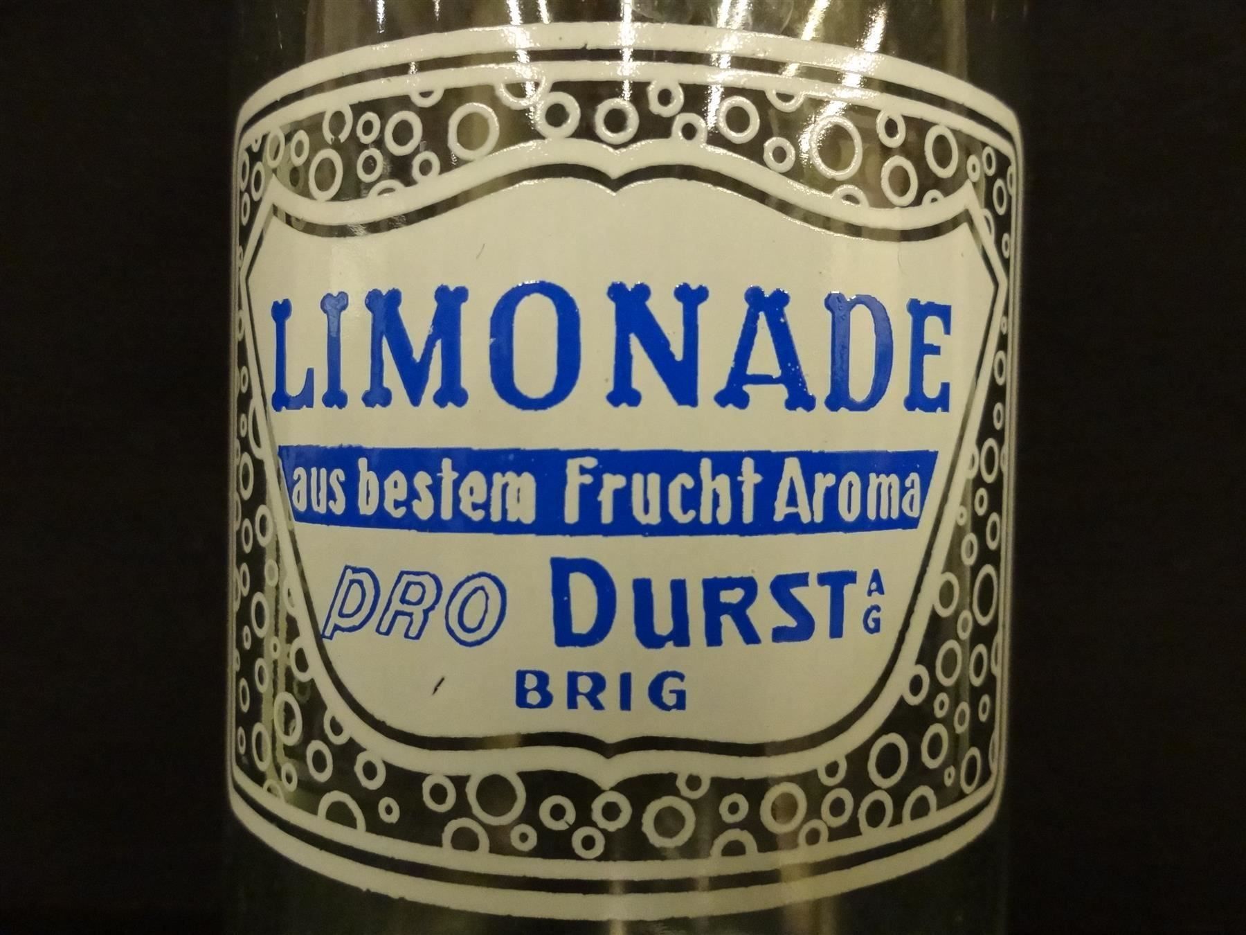Bicchieri, Caraffe & Bottiglie: alte Flasche LIMONADE PRO DURST AG BRIG – Usato da Kerzers venduto da Flaschenposten 2
