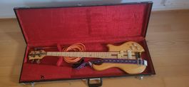 Eko Bass Gitarre mit Koffer und Kabel Holzoptik