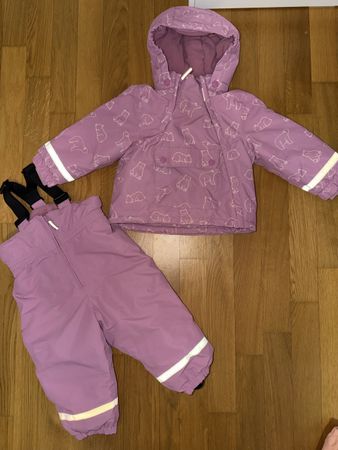 Schneeanzug Smile Rosa mit Bärenmuster Grösse 86/92