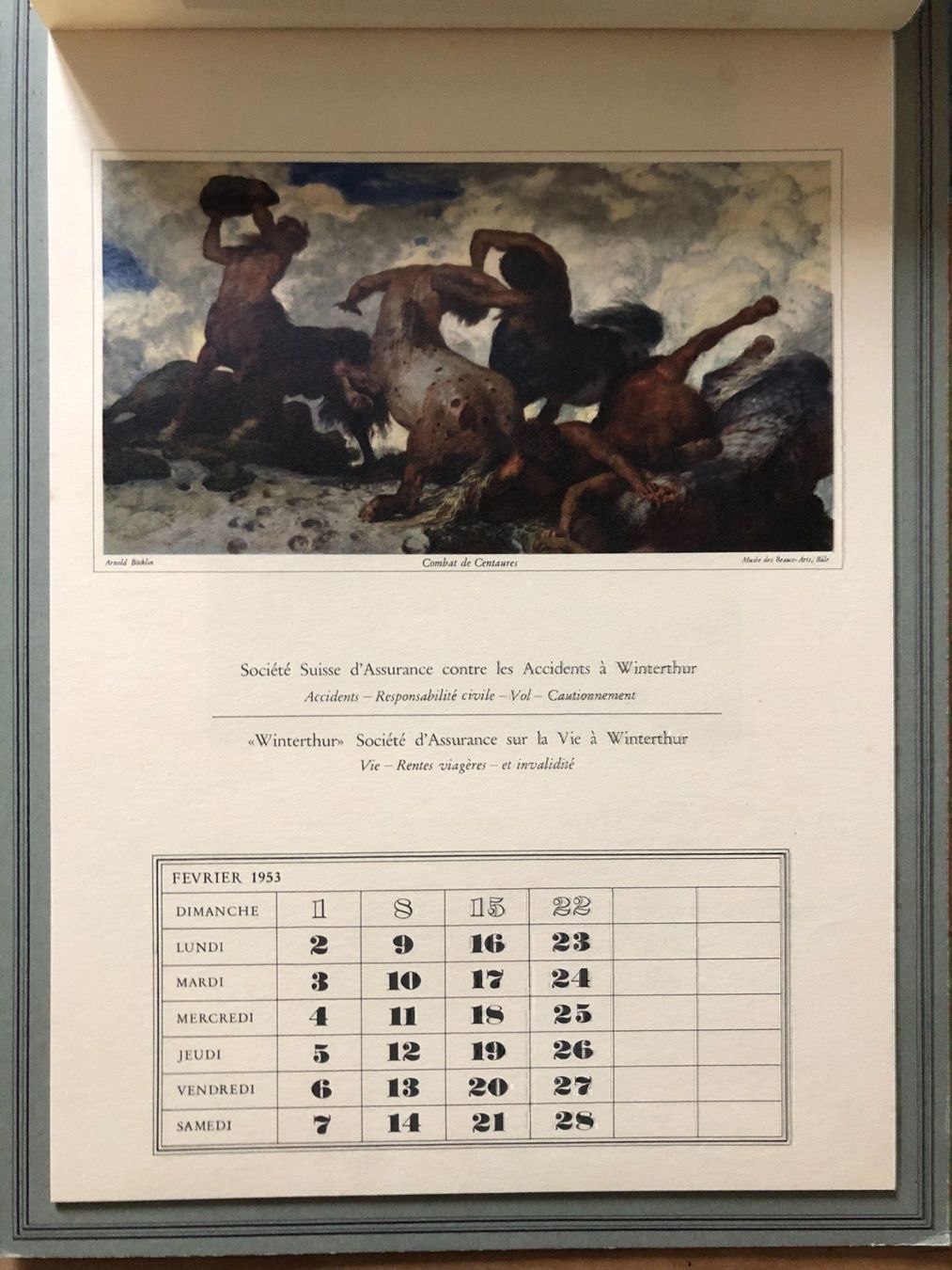 Calendari: Kalender Winterthur Versicherungen 1953 – Usato da Zürich venduto da allp 2