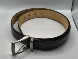Digel black leather belt with brushed silver buckle — size 1