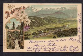 Gruss aus Pontresina GR, 1899, ʘ Pontresina + Glarus