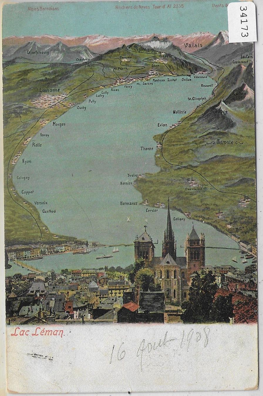 Cartoline postali: Geneve - Lac Leman - Panorama – Usato da Ettingen venduto da Kartenplanet